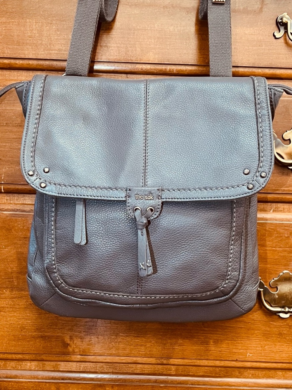 The Sak Slate Gray Pebbled Leather Convertible Backpack